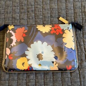 kate spade navy floral zip pouch with multicolor blooms